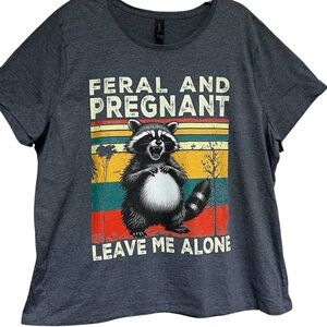Feral and Pregnant Gildan Softstyle Tshirt Size 3XL Funny Humorous Pregnancy